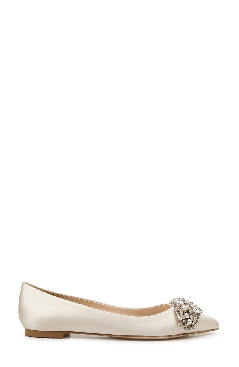 Ivory | Octavia Embellished Evening Flat