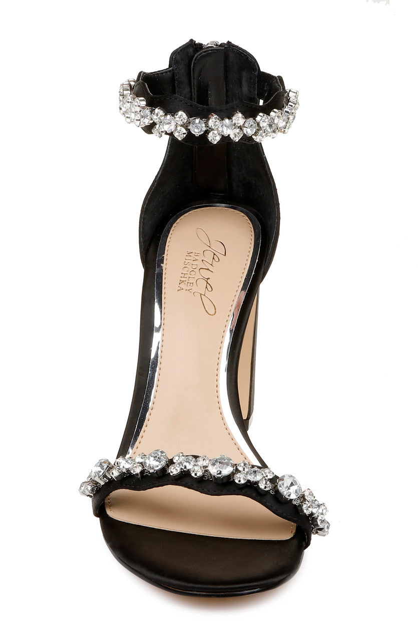 Black | Odessa Crystal Adorned Block Heel