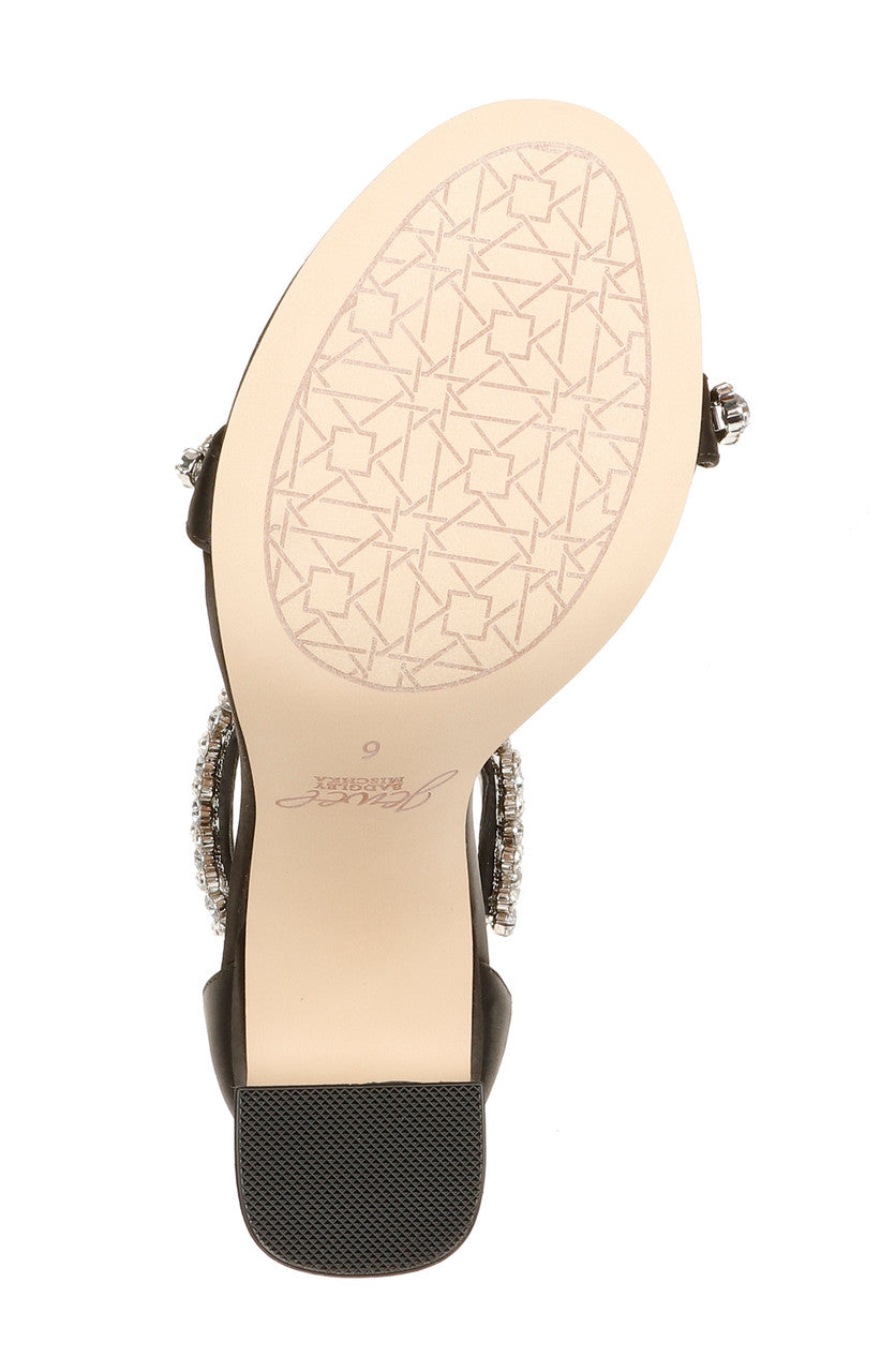Black | Odessa Crystal Adorned Block Heel