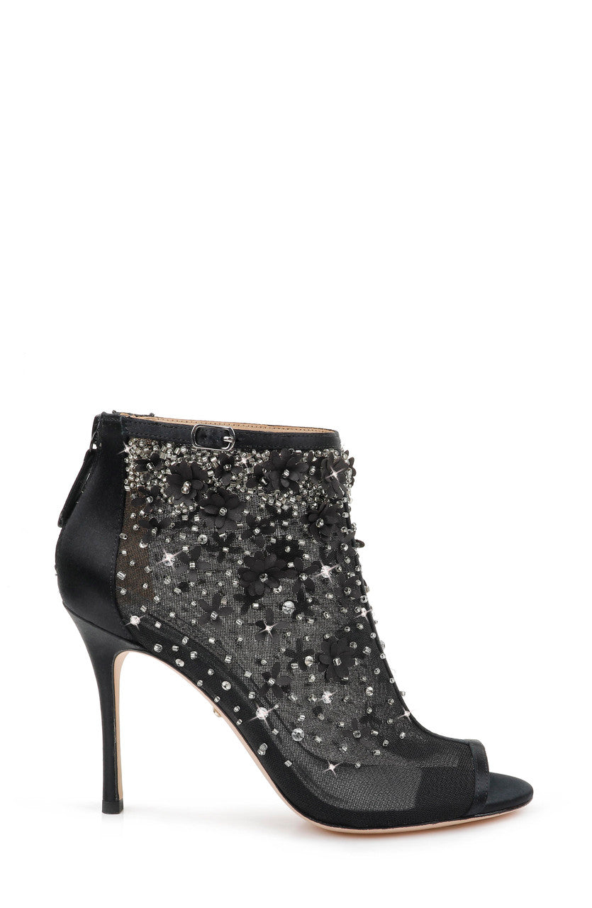 Black | Olivia Embellished Mesh Bootie