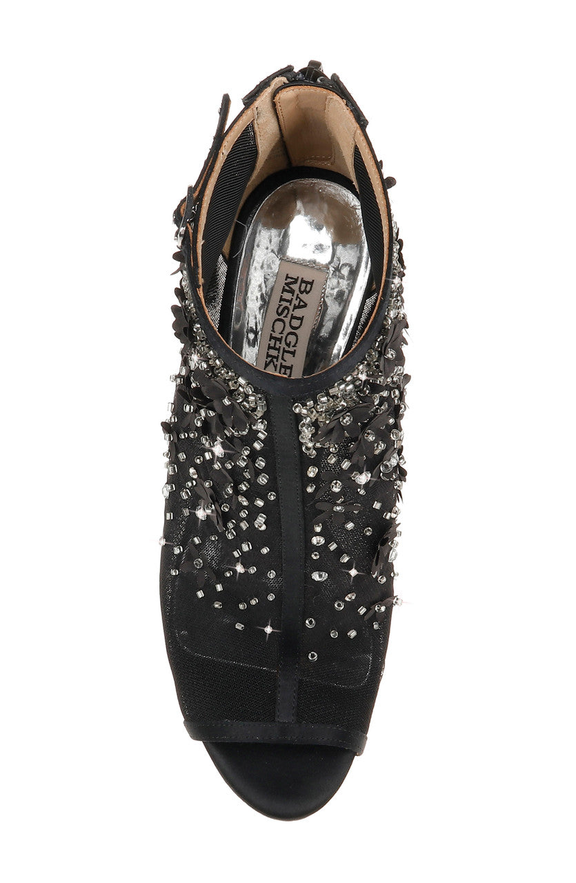 Black | Olivia Embellished Mesh Bootie