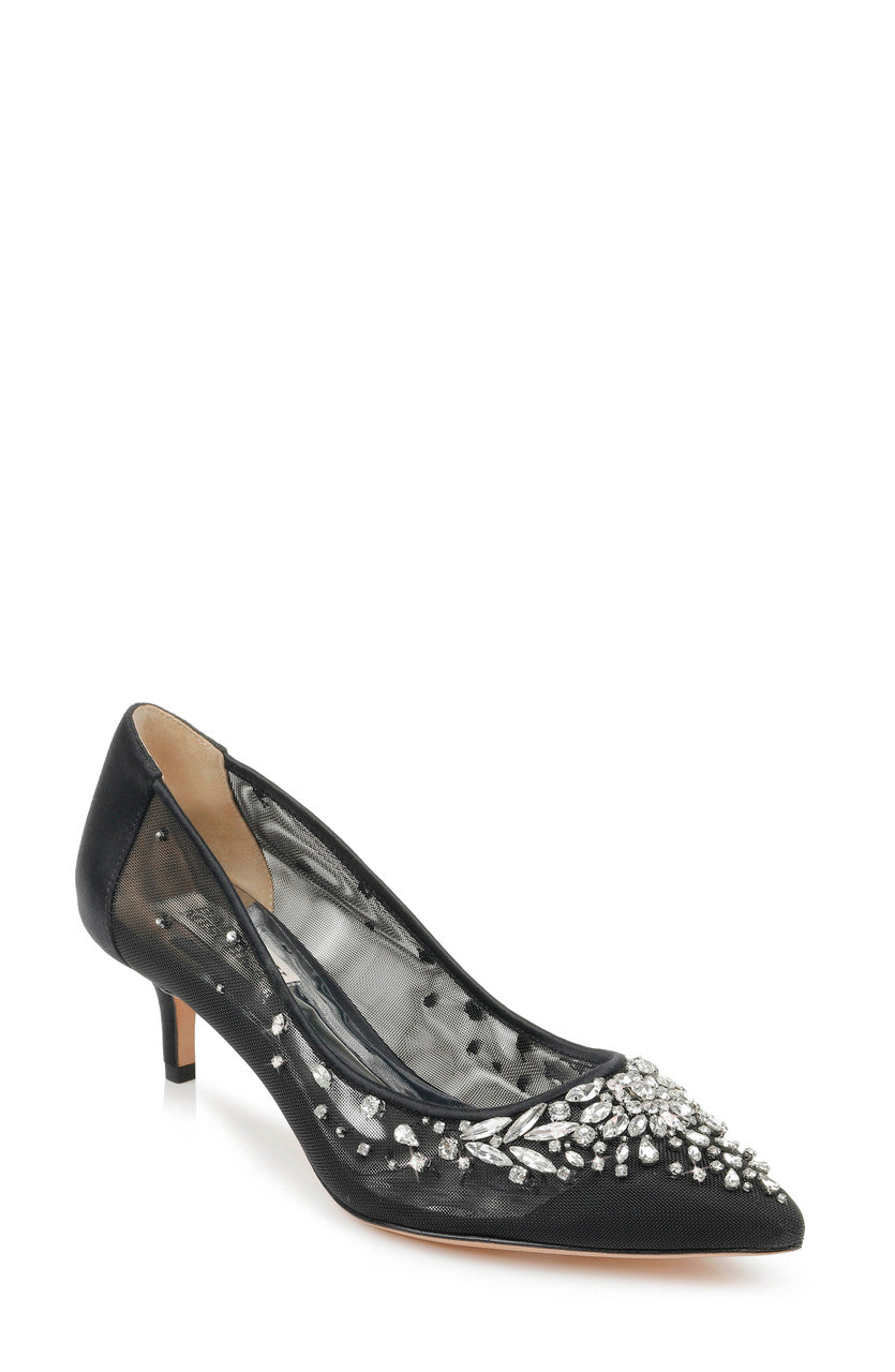 Black | Onyx Embellished Kitten Heel