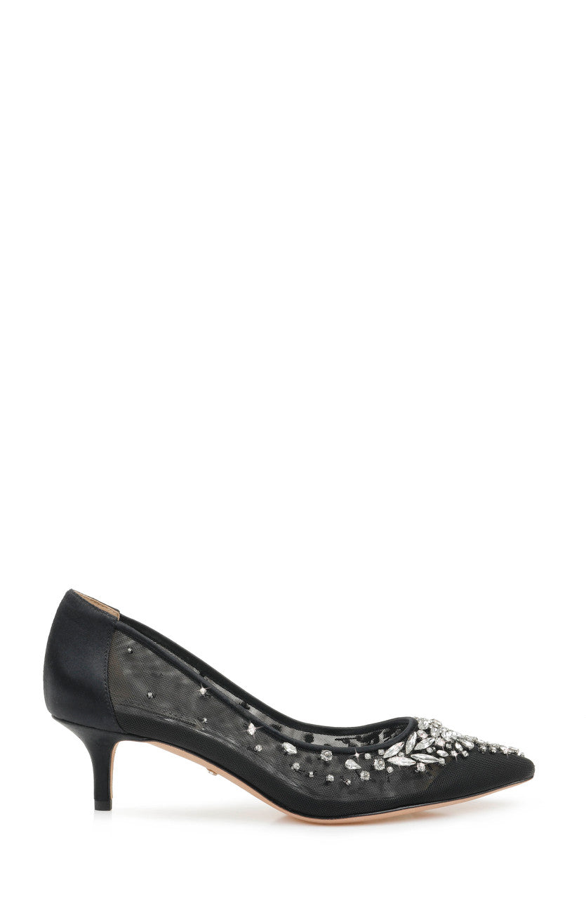 Black | Onyx Embellished Kitten Heel