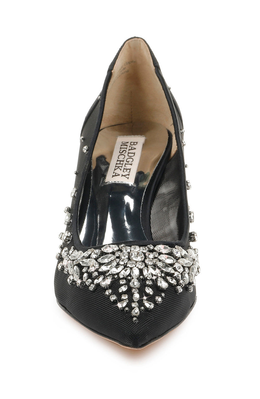 Black | Onyx Embellished Kitten Heel
