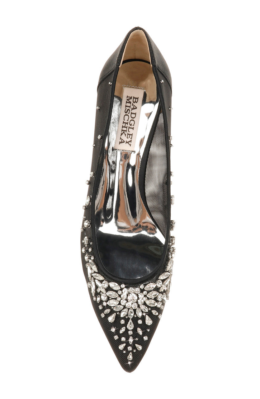 Black | Onyx Embellished Kitten Heel