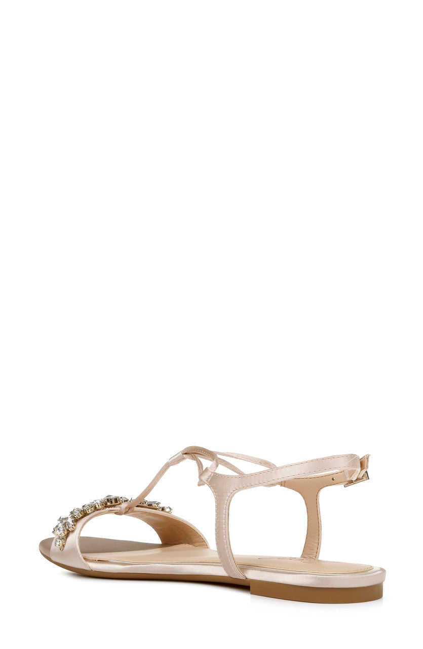 Champagne | Paulina Crystal Adorned Flat Sandals