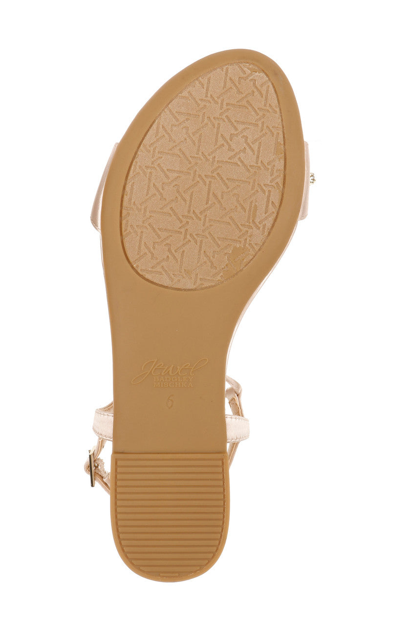 Champagne | Paulina Crystal Adorned Flat Sandals