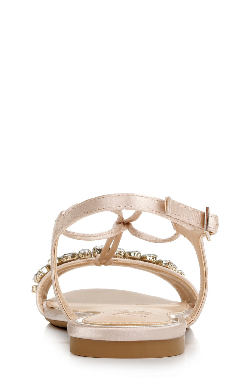 Champagne | Paulina Crystal Adorned Flat Sandals