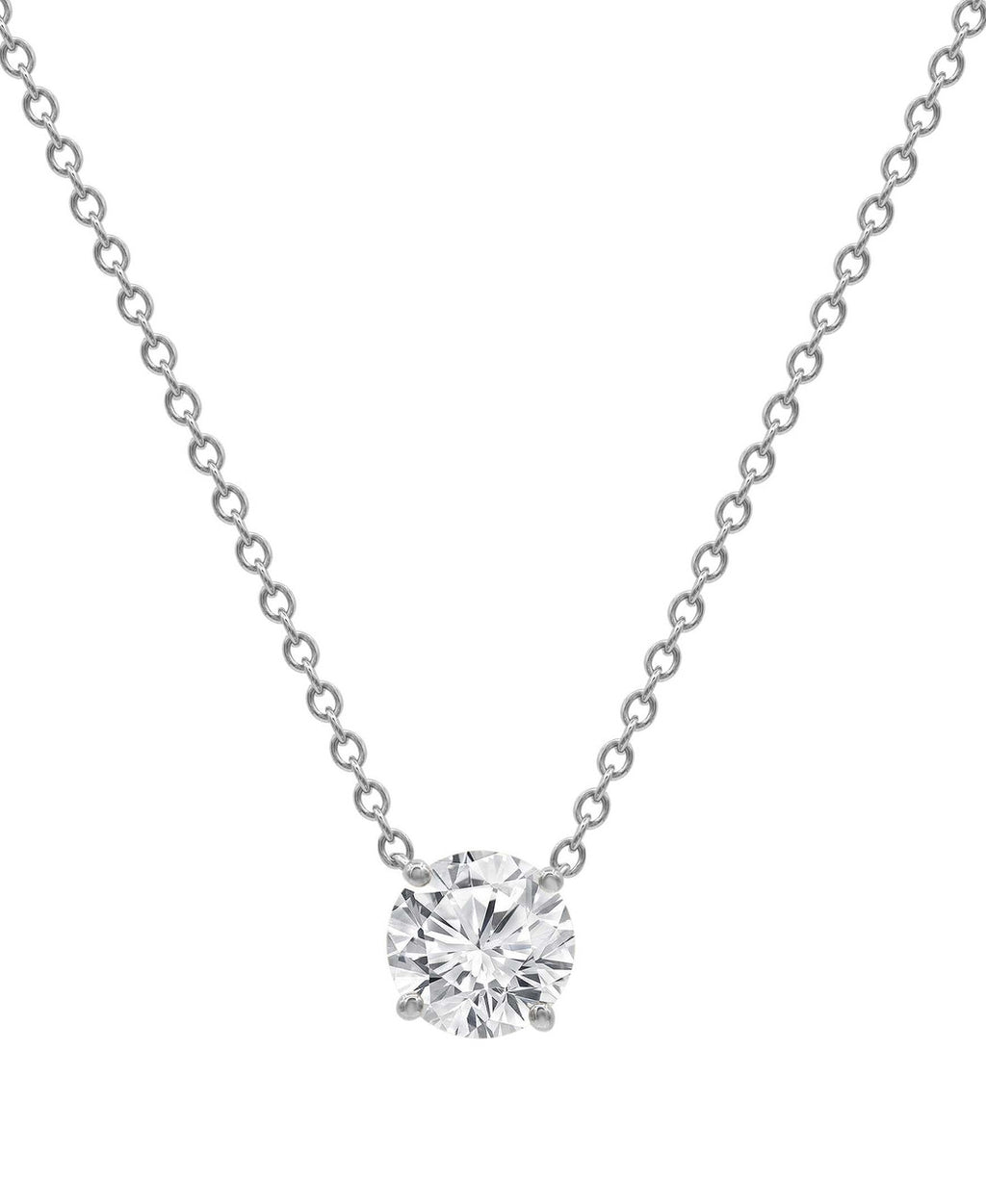White Gold | Diamond Pendant Solitaire Plus Necklace Front