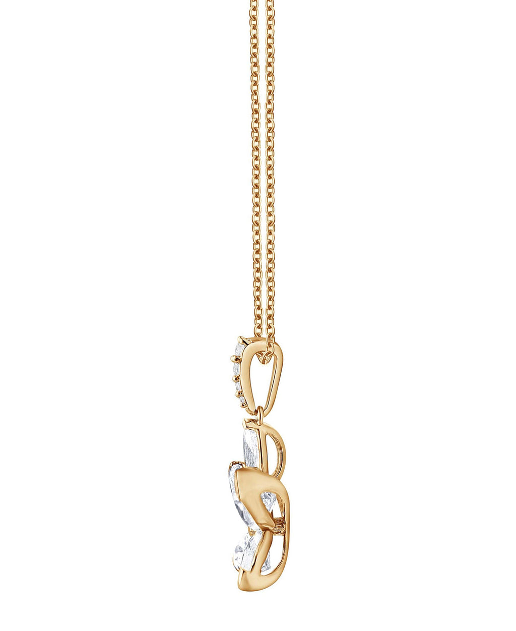 Yellow Gold | Diamond Butterfly Pendant Necklace Side
