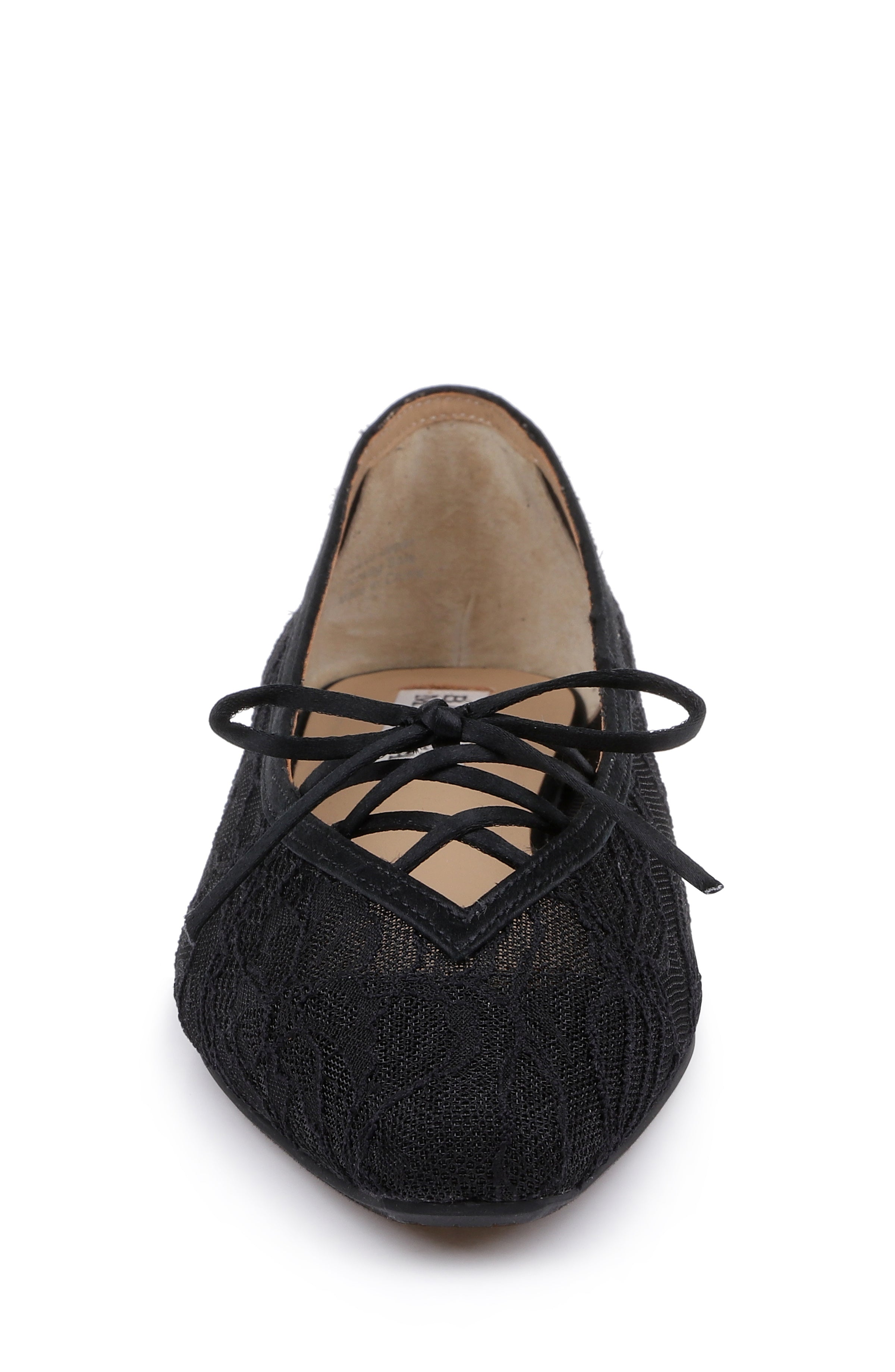 Black Lace | Raelyn Pointed Toe Slip-On Flats Front