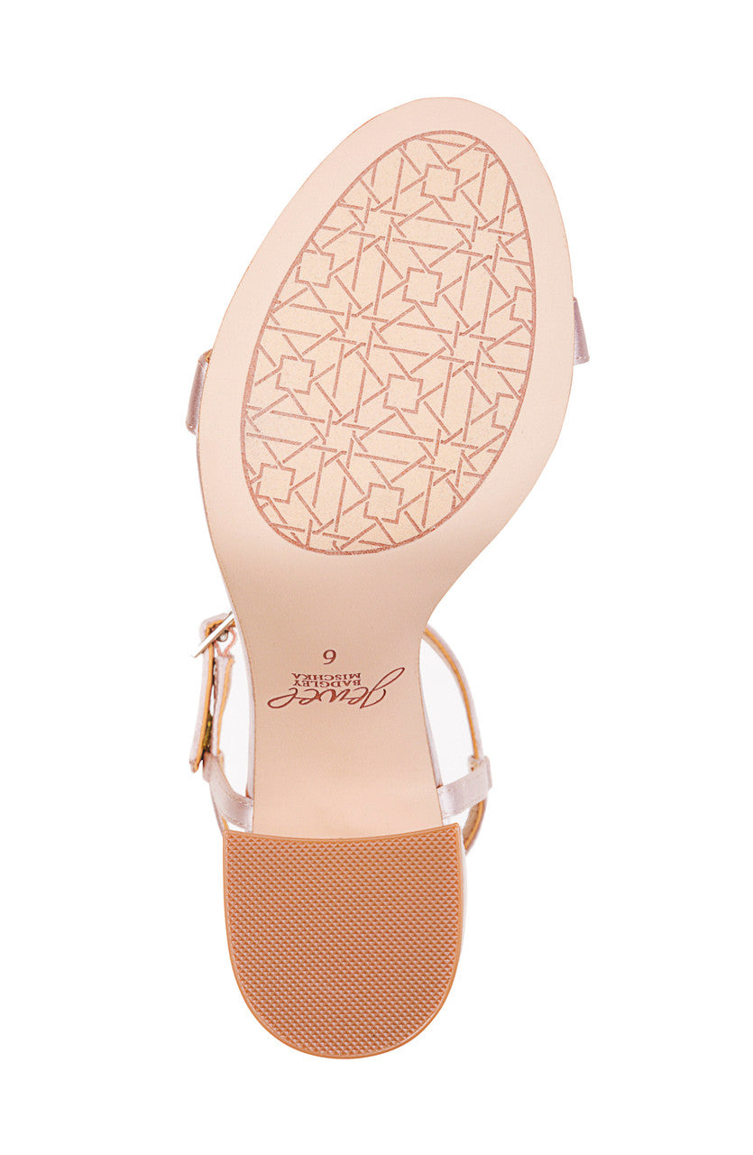 Champagne | Raina T-Strap Block Heel Evening Shoe