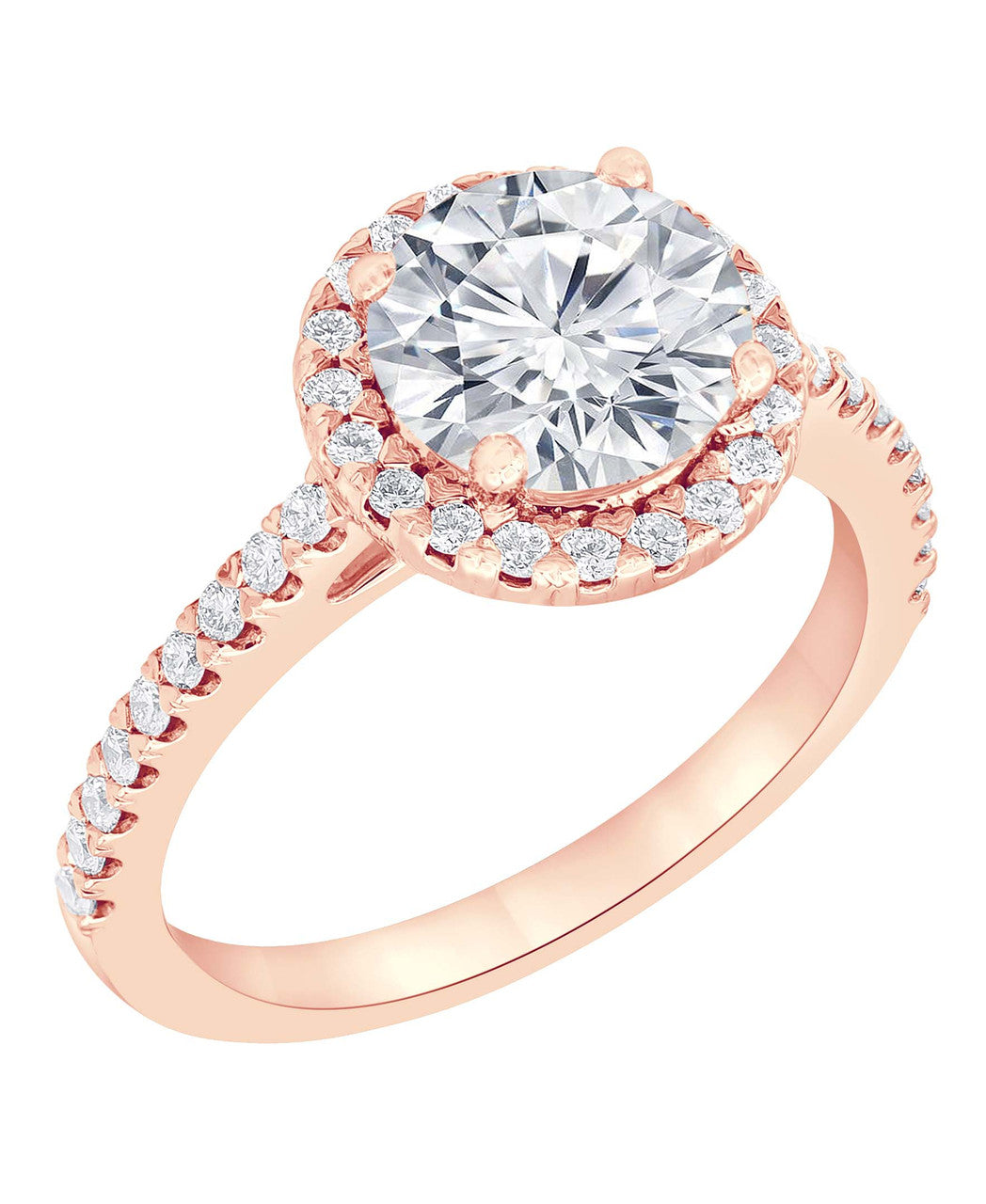 Rose Gold | Diamond Halo Solitaire Plus Engagement Ring