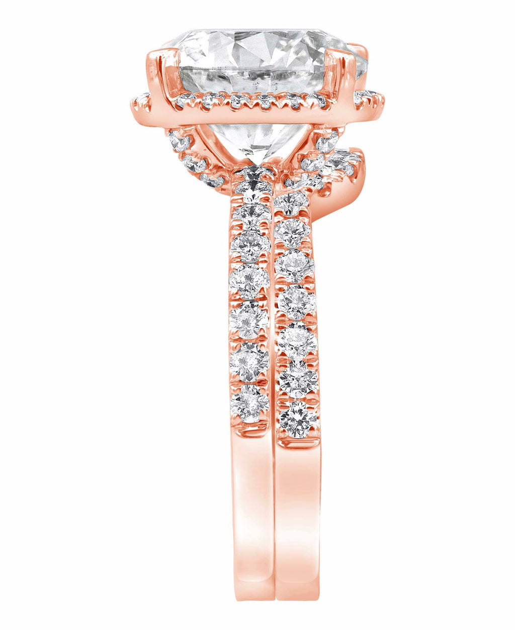 Rose Gold | Diamond Rings Bridal Set Side