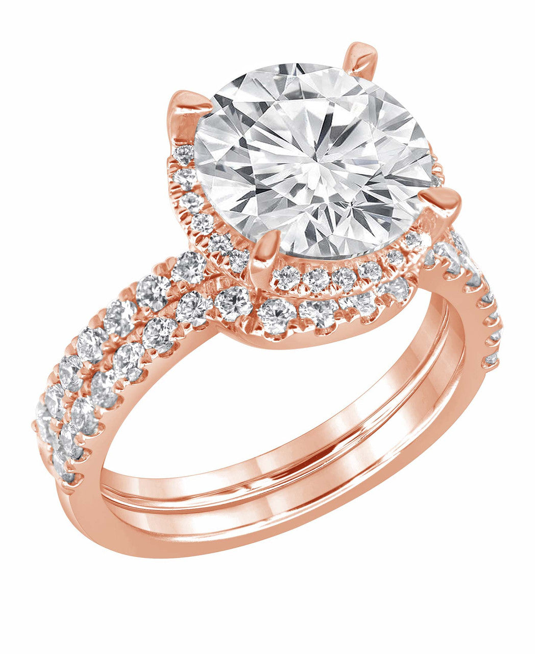 Rose Gold | Diamond Rings Bridal Set Front