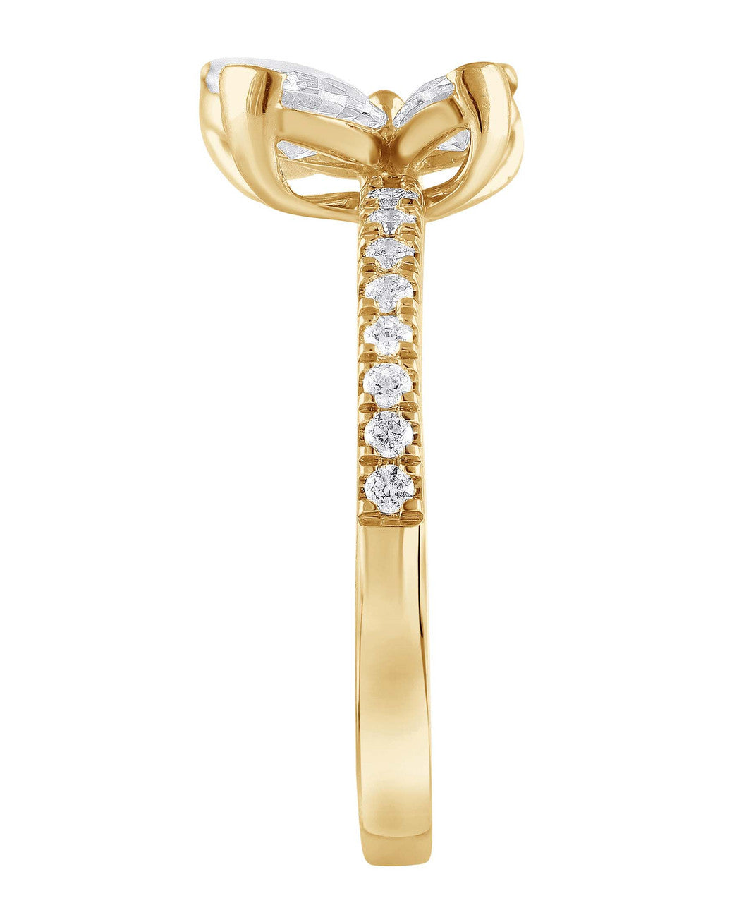 Yellow Gold | Diamond Butterfly Ring Side