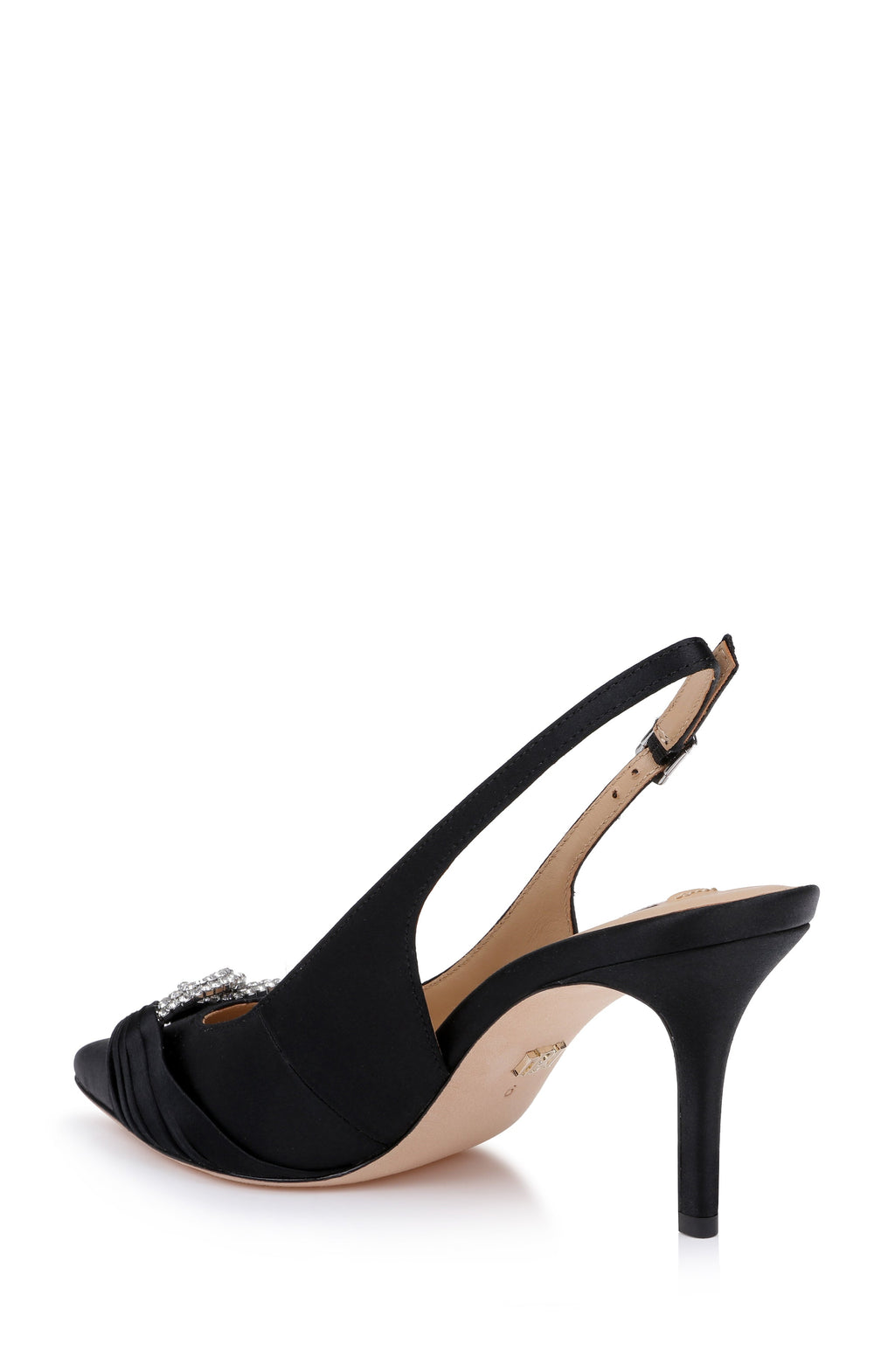 Black Satin | Ripley Pointed Toe Slingback Pumps Back Side