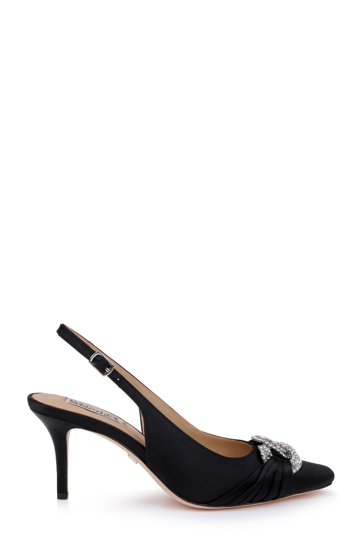 Black Satin | Ripley Pointed Toe Slingback Pumps Side