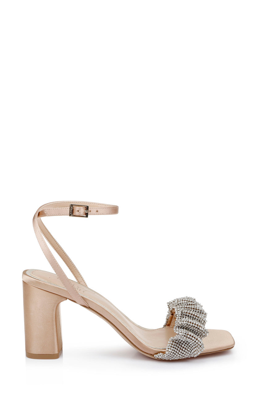 Almond Nude | Rita Bejeweled Strap Block Heel