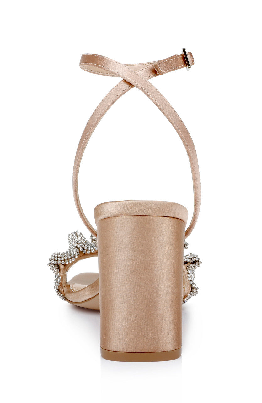 Almond Nude | Rita Bejeweled Strap Block Heel