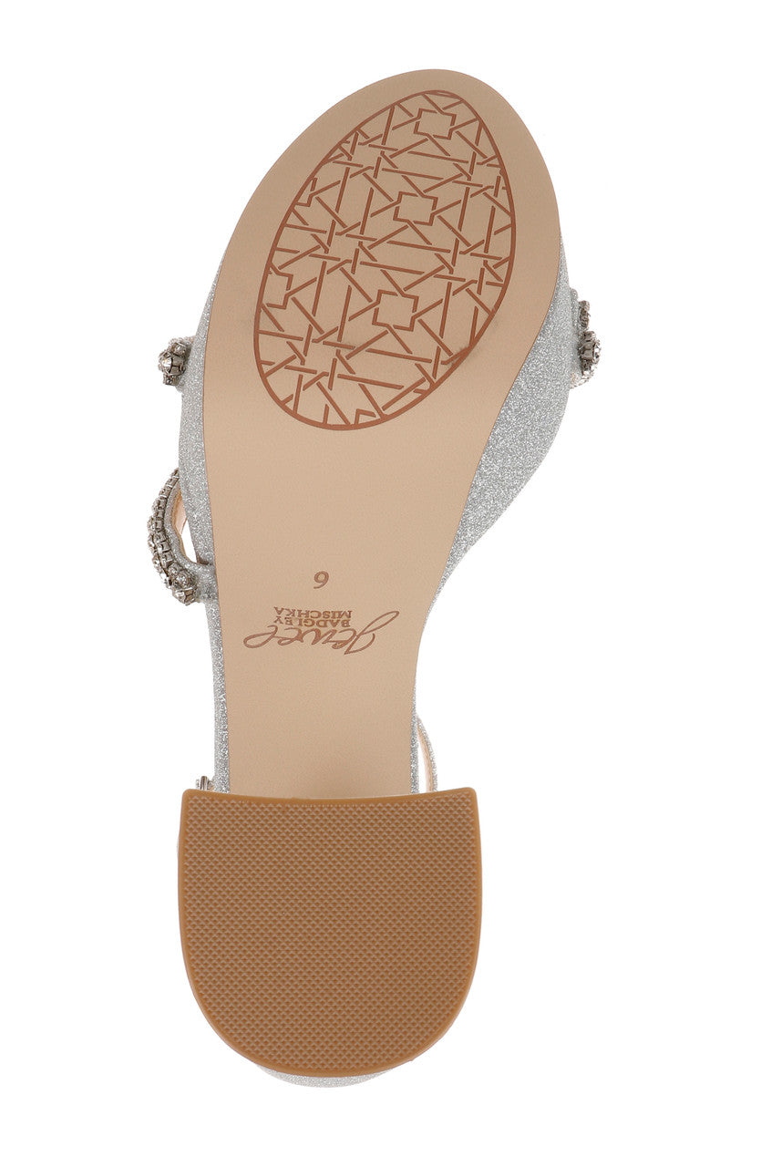Silver | Rochel Platform Block Heel with Gemstone Embellished Straps