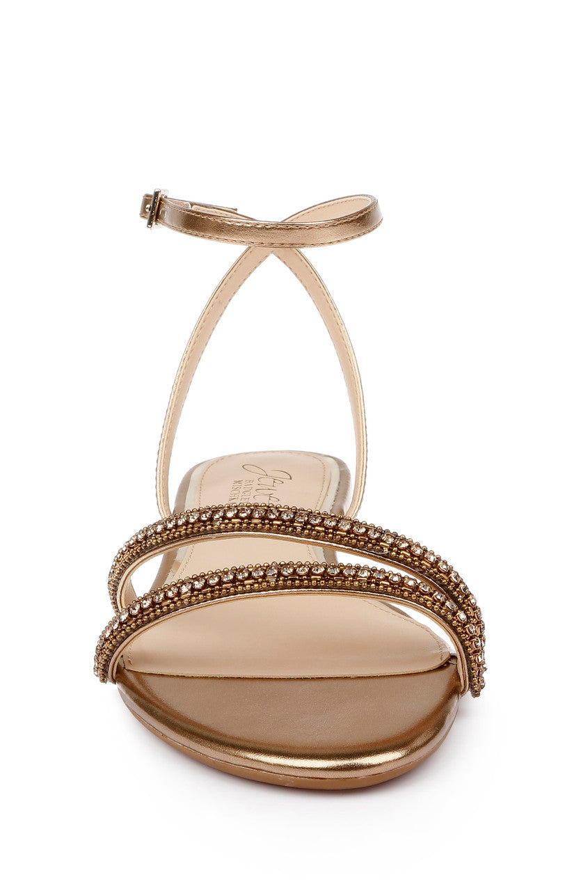 Bronze | Roslyn Metallic Flat Sandal with Crystals