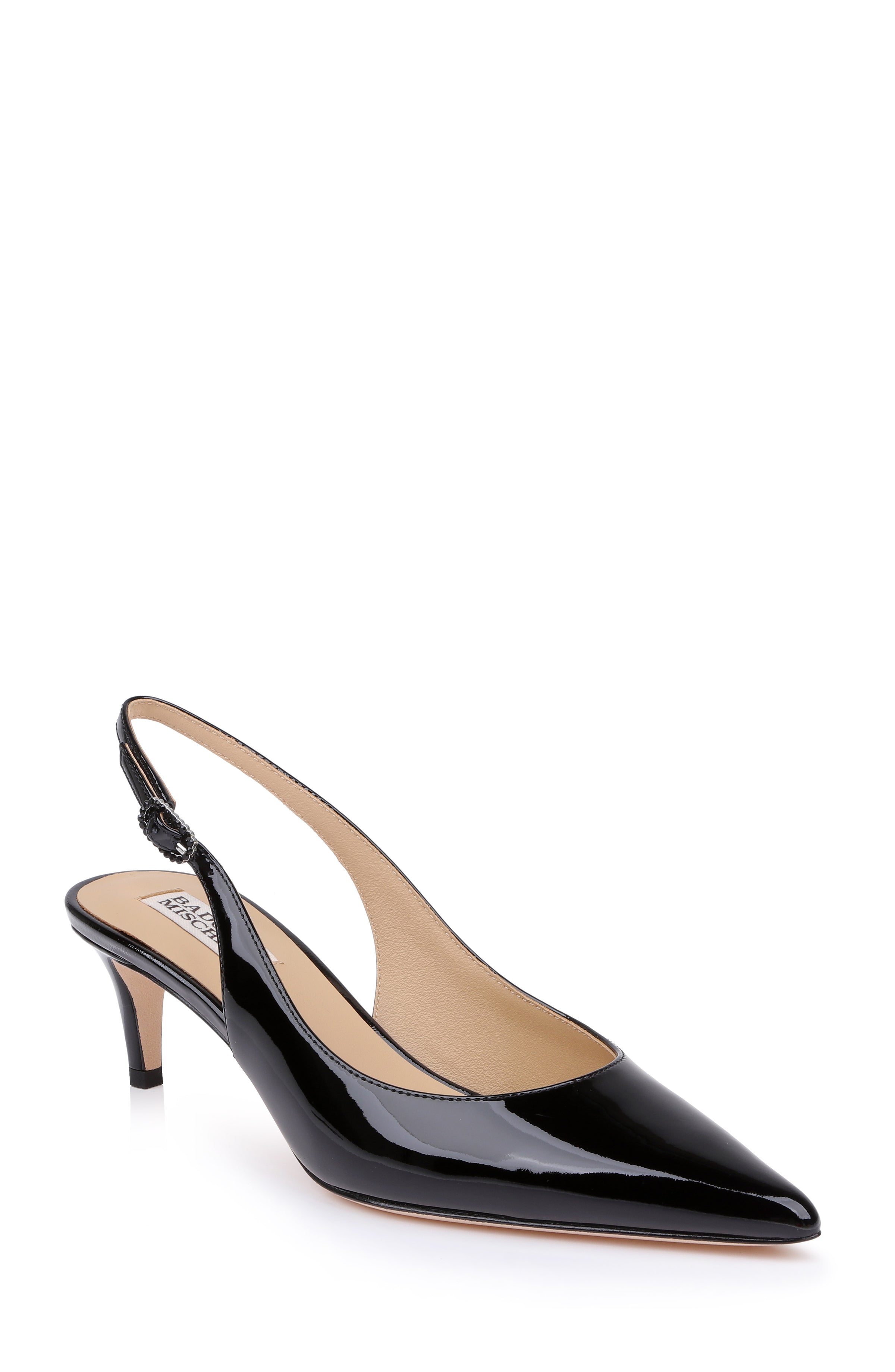Black Patent | Ruthie II Pointed Toe Slingback Pumps Front Side