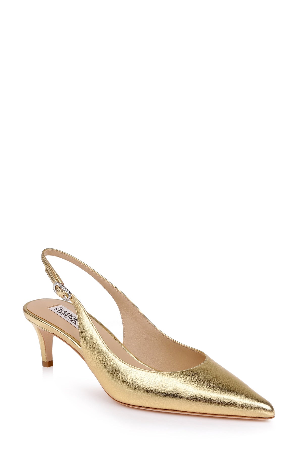 Gold Metallic | Ruthie II Pointed Toe Slingback Pumps Front Side
