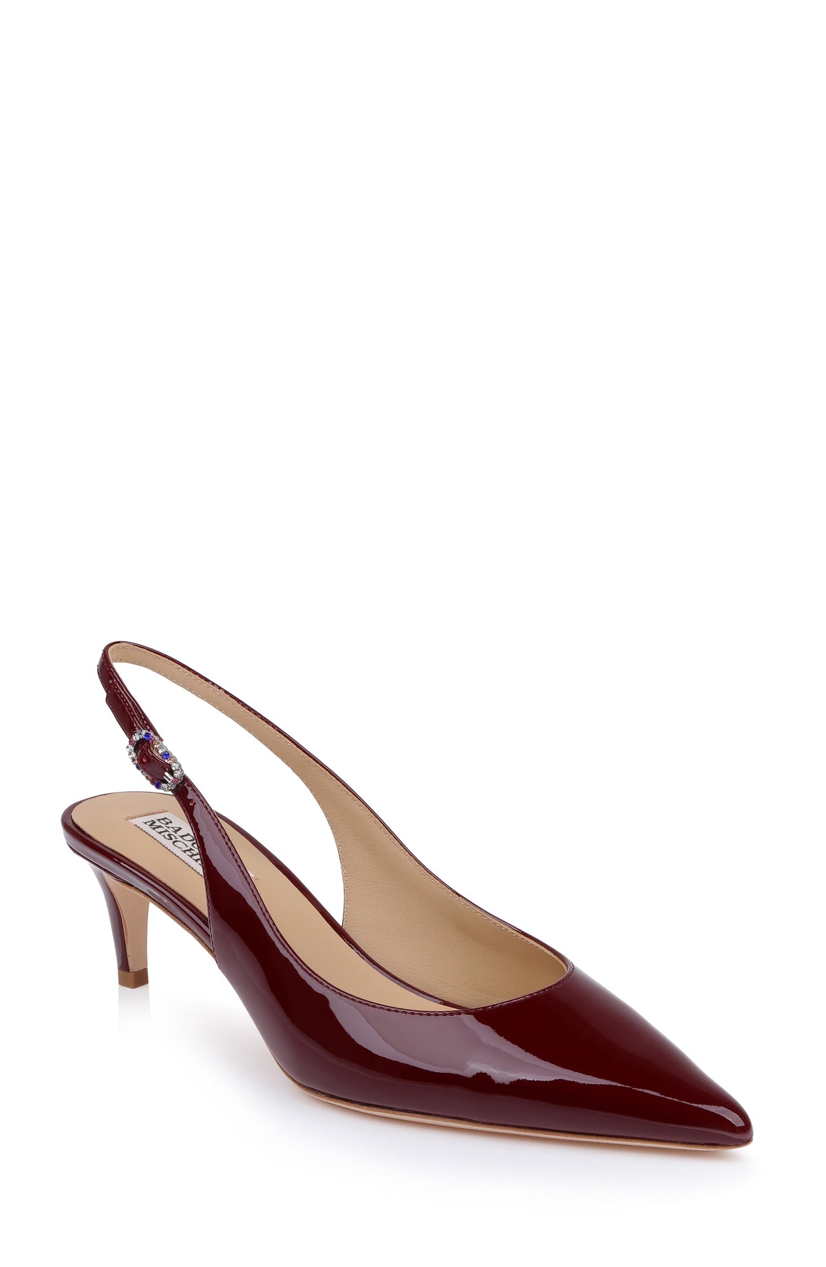 Wine Patent | Ruthie II Pointed Toe Slingback Pumps Front Side