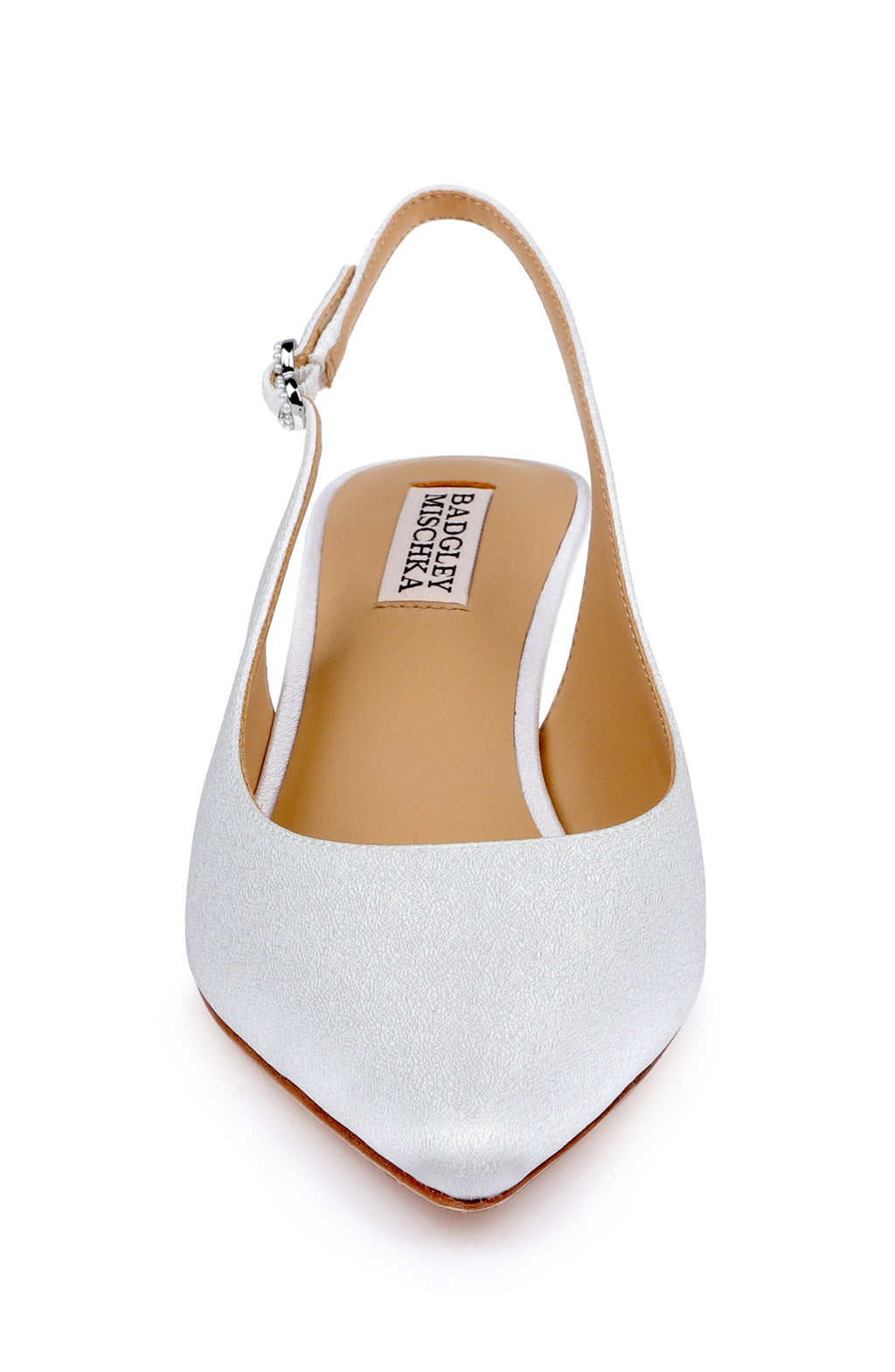 White Crepe | Ruthie Pointed Toe Slingback Pumps Front