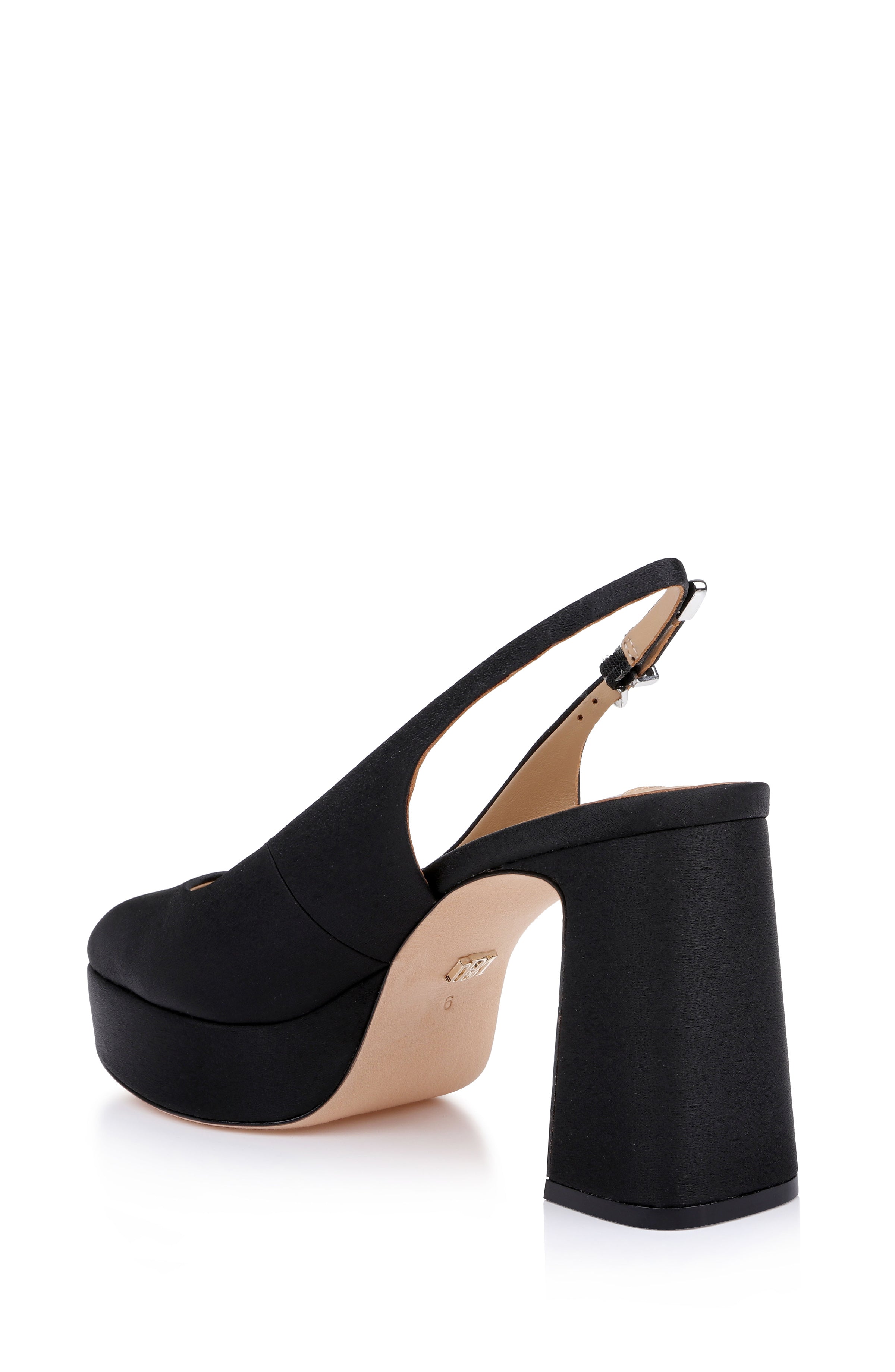 Black Crepe | Rylan Almond Toe Slingback Pumps Back Side