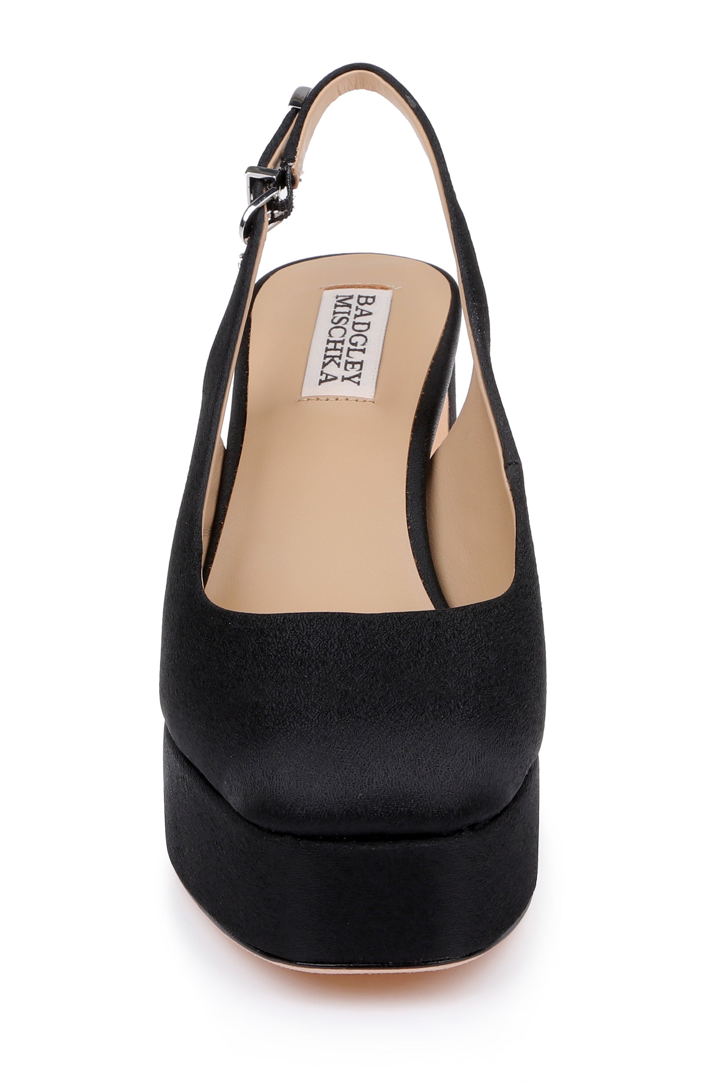 Black Crepe | Rylan Almond Toe Slingback Pumps Front