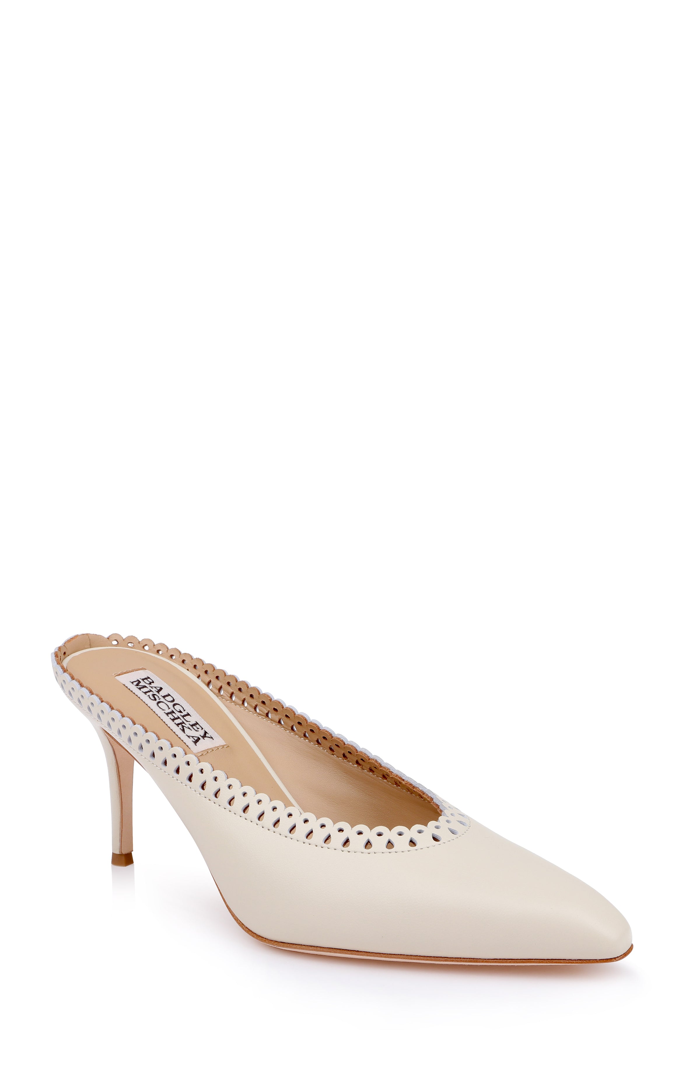 Cream/White | Rylie Pointed Toe Slip-On Mules Front Side