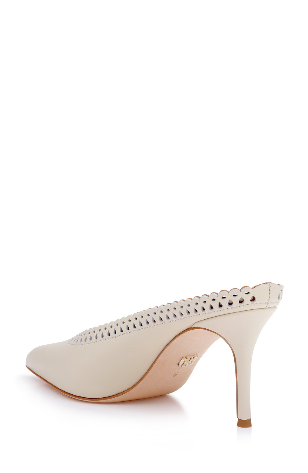 Cream/White | Rylie Pointed Toe Slip-On Mules Back Side