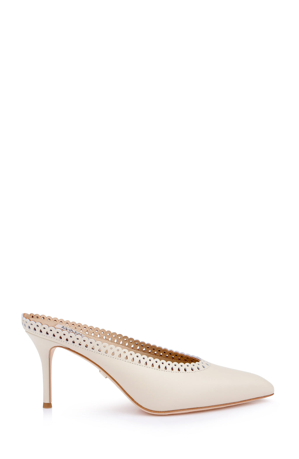 Cream/White | Rylie Pointed Toe Slip-On Mules Side