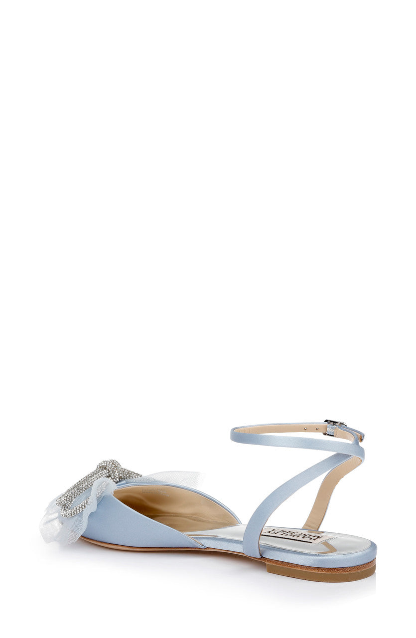Azure Blue | Sabina Tulle Bow Pointed Toe Flat