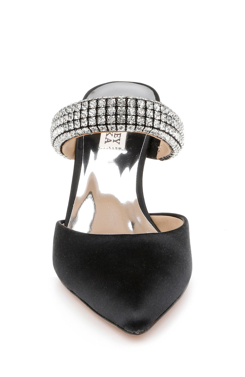 Black | Sadiya Jeweled Kitten Heel