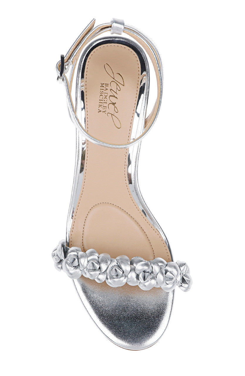 Silver Metallic | Sawyer Low Block Heel Sandals Top