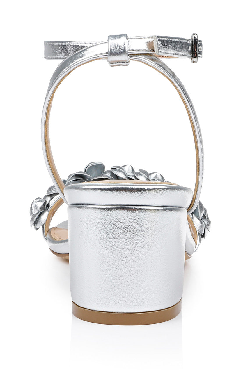 Silver Metallic | Sawyer Low Block Heel Sandals Back