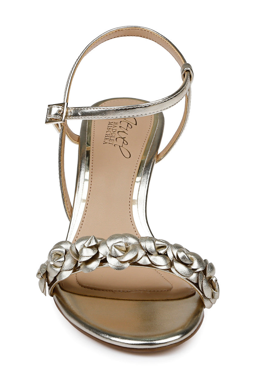 Gold Metallic | Saylor Mid Stiletto Sandals Front