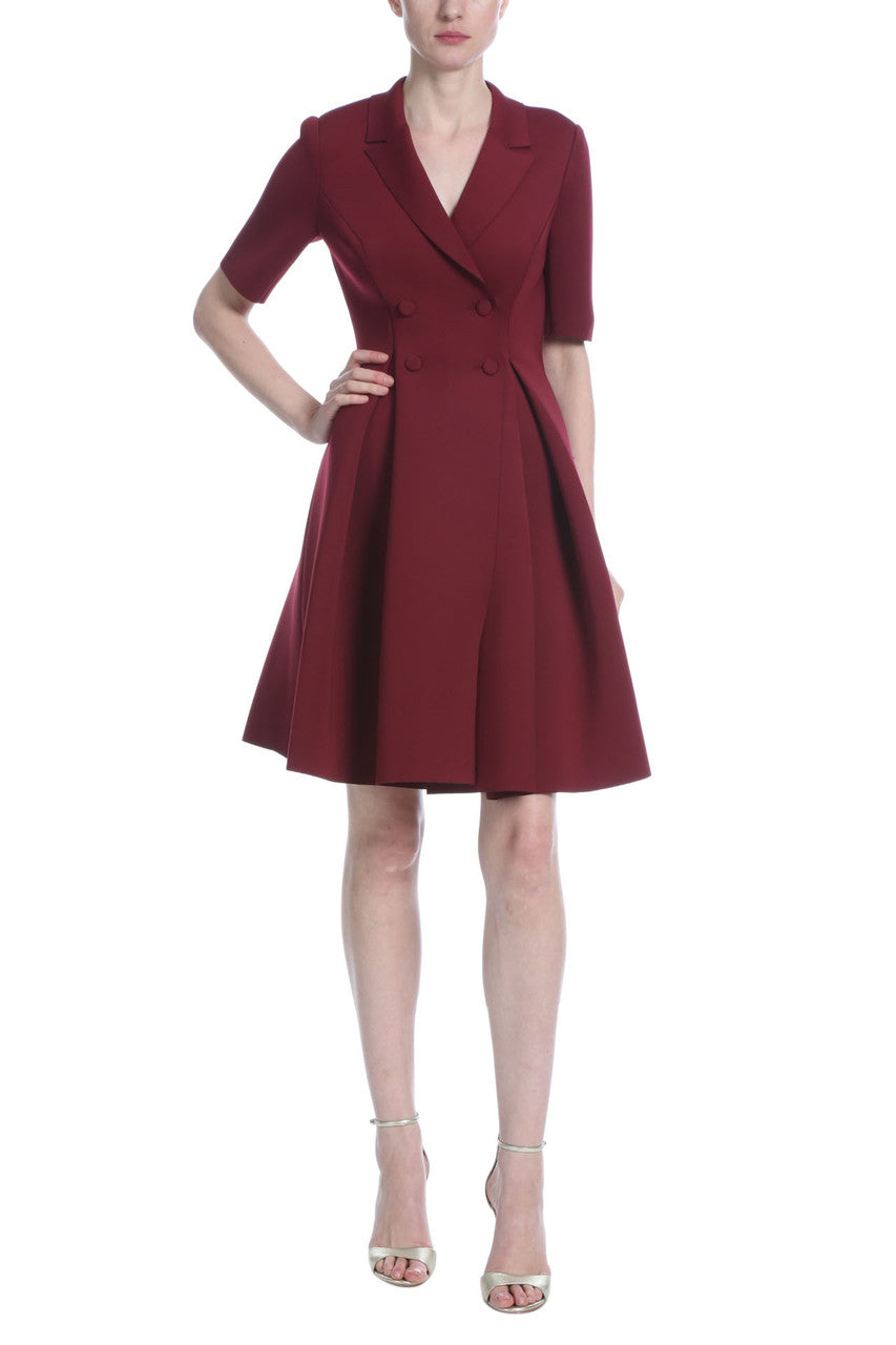 Burgundy | Flare Scuba Suit Cocktail Dress