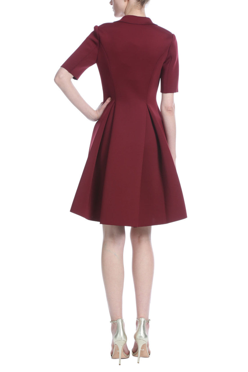 Burgundy | Flare Scuba Suit Cocktail Dress