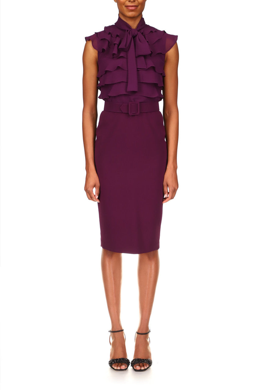 Plum | Tie-Neck Ruffled Dress