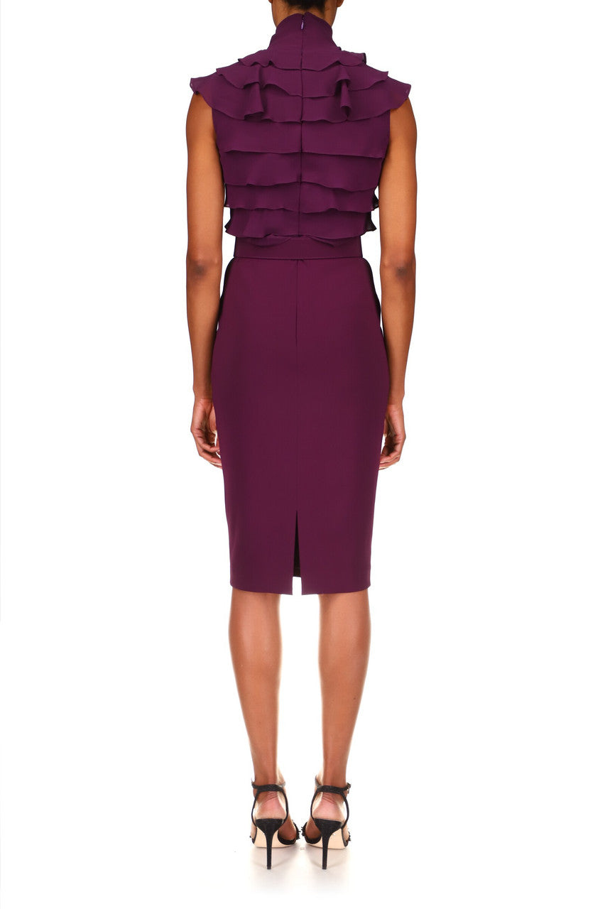 Plum | Tie-Neck Ruffled Dress