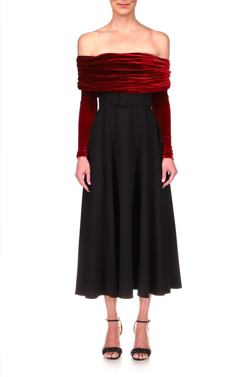 Wine | Off-The-Shoulder Cocktail Dress