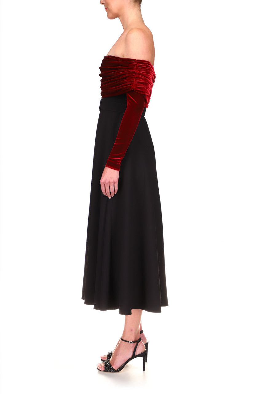 Wine | Off-The-Shoulder Cocktail Dress