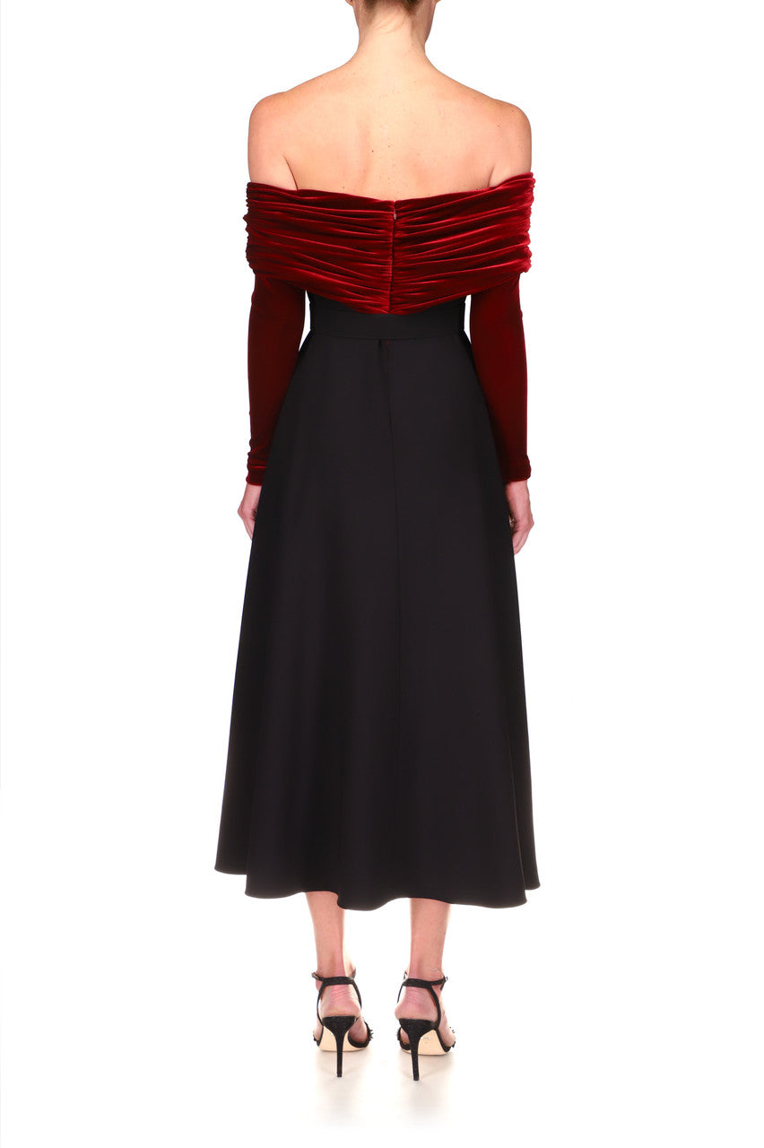 Wine | Off-The-Shoulder Cocktail Dress