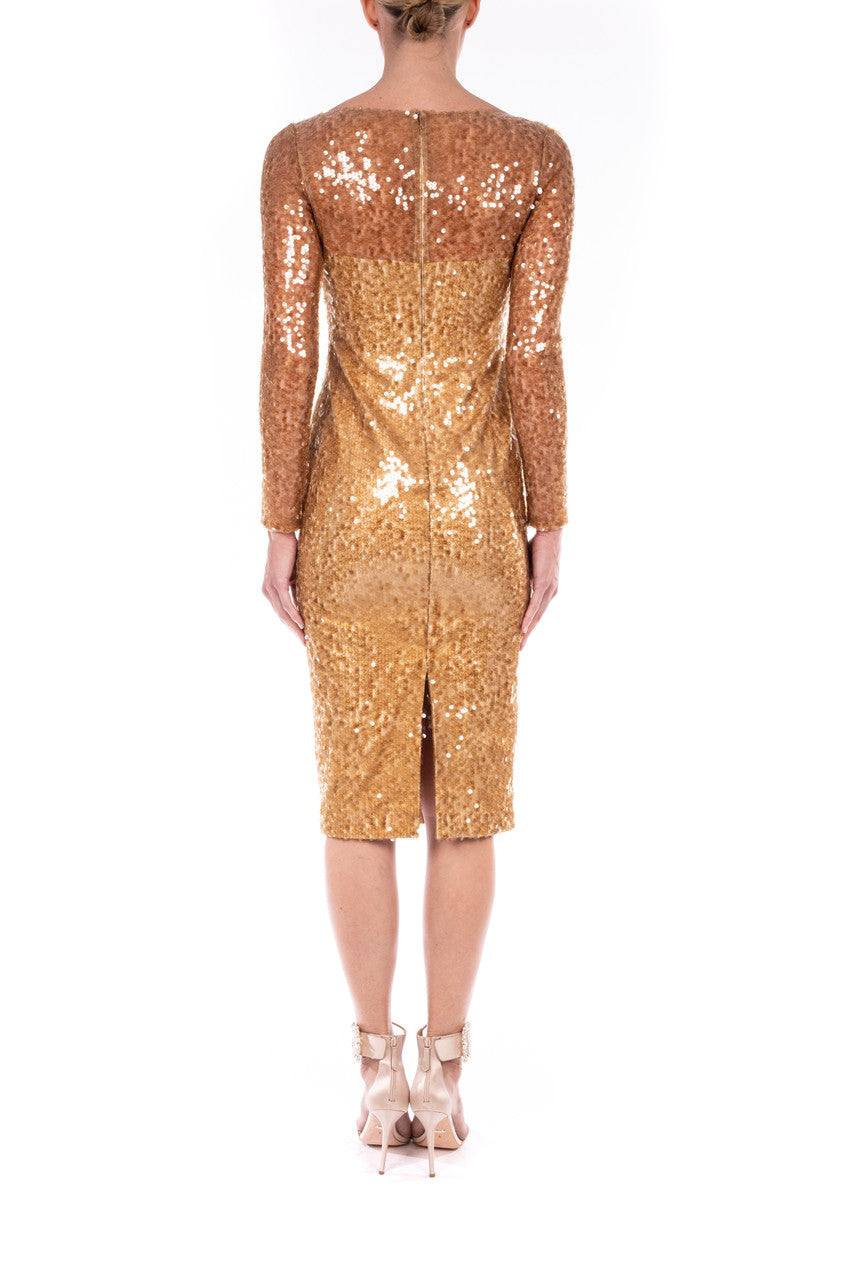 Gold | Long Sleeve Sequin Cocktail Dress