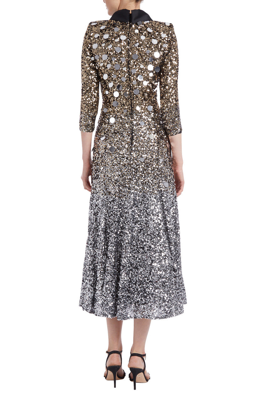 Silver Gold | Gold and Silver Sequin Collared Dress