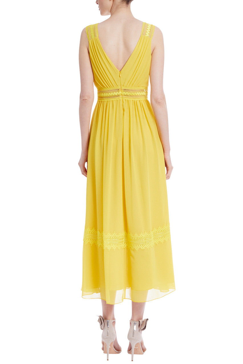 Yellow | Tea Dress with Lace Trimmings